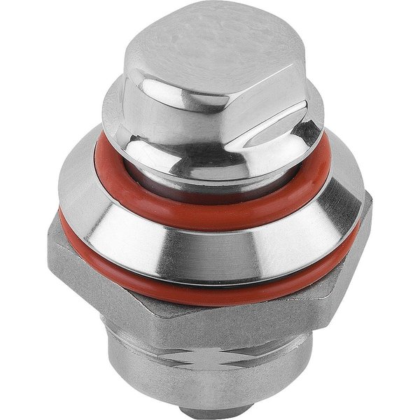 Kipp Quarter-Turn Lock D=28 Stainless Steel 1.4404, Comp:Silicon, Comp:Red, Sw=13 K1353.18